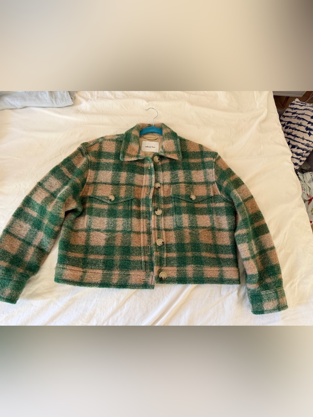 Wilfred Free Green & Tan Plaid Wool-Blend Jacket